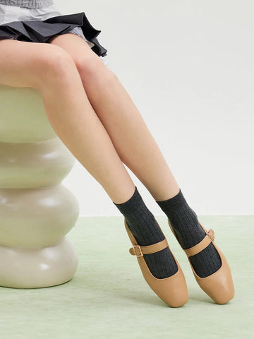 PAZZION, Clarke Leather Buckled MaryJanes, Almond